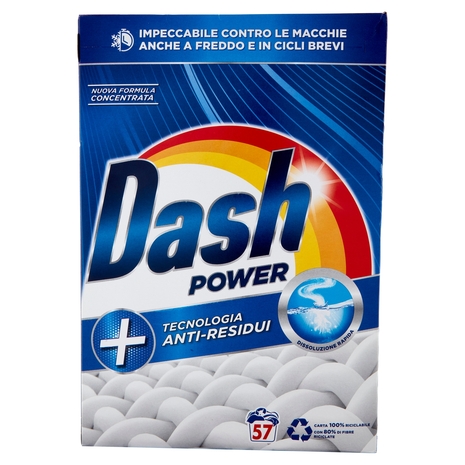 Dash Power Detersivo Lavatrice in Polvere, Tecnologia Anti-Residui, 57 Lavaggi 2850 g